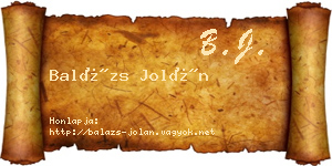 Balázs Jolán névjegykártya