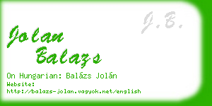 jolan balazs business card